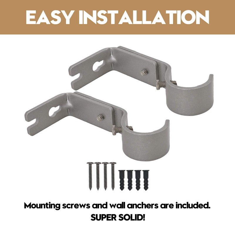 AddGrace Adjustable Curtain Rod Bracket Fits up to 1 inch Curtain Rod Sturdy Premium Brackets for Wall Set of 6 Silver - Image 4